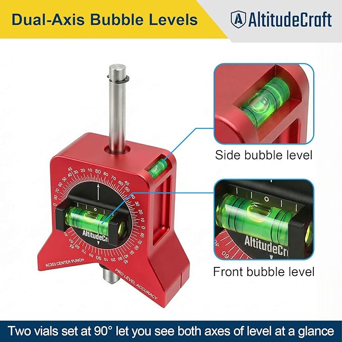 Magnetic Pipe Center Finder Punch Tool, 1??0 Inch Pipe Fitter Layout Tool with Bubble Levels & 360째 Angle Dial for Accurate Pipe Marking