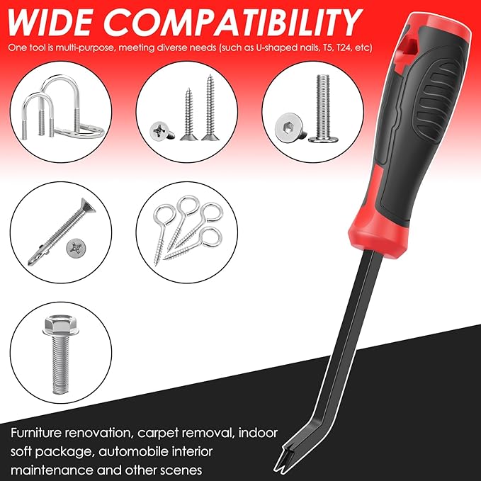 3Pcs Heavy Duty Staple Remover Tool, Upholstery Staple Puller Lifter, U Shape Nail Tack Lifter Tool with Nonslip Grip for Wood Floor Fabric Carpet Leather, Chrome Vanadium Steel