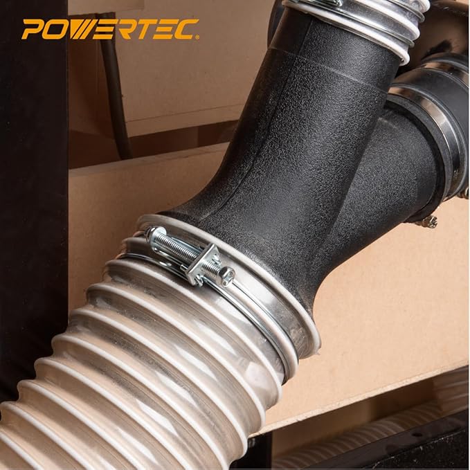 POWERTEC 70217-P2 5 Inch Double Wire Hose Clamp with bolt, Adjustable Hose Clamps for Dust Collection Hose, Dust Collection System Accessories, Dryer Vent Hose & HVAC Air Hose, 10 pk (Color May Vary)