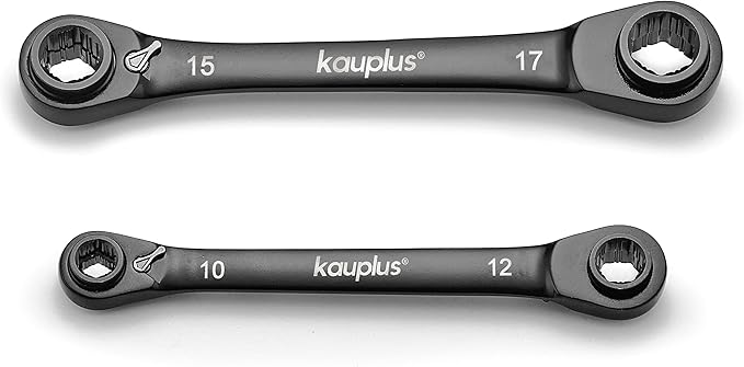 4 in 1 Non-Slip Box End Reversible Ratcheting Wrench Set - 2PCS, Metric, 6pt., 120-Tooth Ratcheting gear, 8MM to 19MM