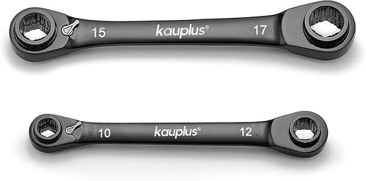 4 in 1 Non-Slip Box End Reversible Ratcheting Wrench Set - 2PCS, Metric, 6pt., 120-Tooth Ratcheting gear, 8MM to 19MM