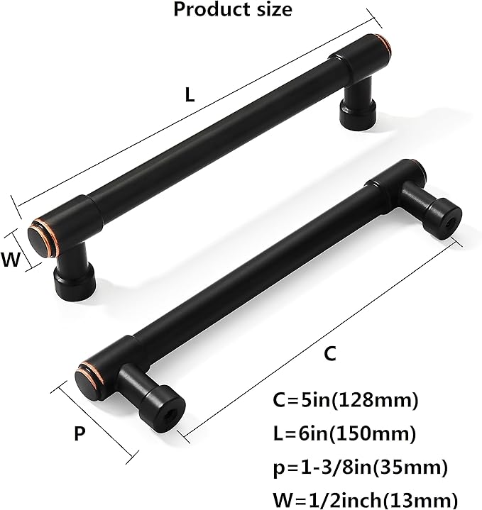 khtumeware Oil Rubbed Bronze Cabinet Pulls - Center to Center 5" (Approx. 128MM) - Pack of 10 - Kitchen Handles for Cabinets Cupboard Handles Drawer Pulls