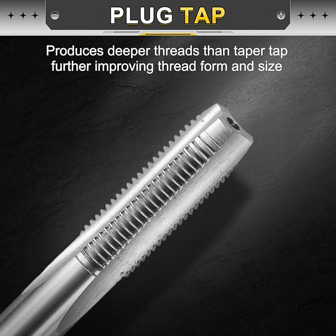 uxcell Hand Plug Tap M9 x 1 H2 Metric Thread Plug Style Taps Straight Flute Screw Tapping Threading Tool High Speed Steel HSS6542