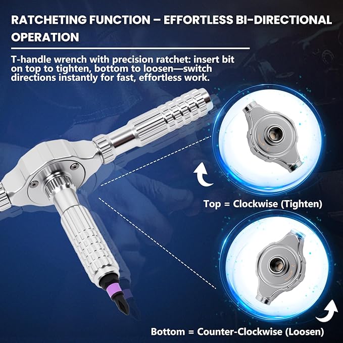 40-in-1 Magnetic Ratchet Screwdriver Set with Detachable T-Handle, Dual-Direction Gear, Magnetic Booster, Extended Grip & Storage Box for Home DIY, Small Appliances& General Repairs