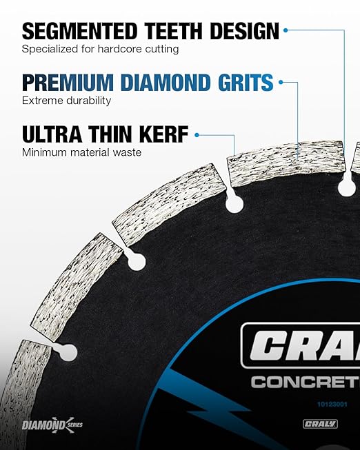 CRALY 9 Inch Super Thin Segmented Diamond Blade, 7/8 in Arbor, 9'' Diamond Stone Blade for Angle Grinder & Masonry Saw, Diamond Cutting Wheel for Cutting Concrete, Brick, Granite, Block, 2PC