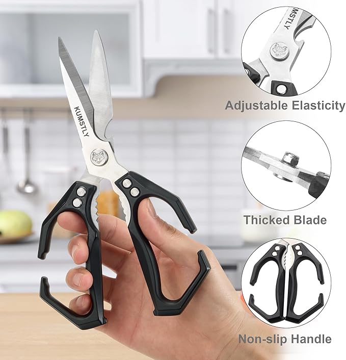 Heavy Duty Kitchen Shears & Poultry Scissors Professional All Purpose Stainless Steel Kitchen Scissors for Food, Meat, Herbs, Pizza, Bones, Ergonomic Cooking Shears
