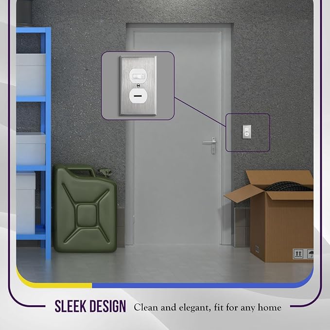 ENERLITES Duplex Receptacle Metal Wall Plate, Stainless Steel Outlet Cover, Corrosion Resistant, Size 1-Gang 4.50" x 2.76", UL Listed, 7721, 430, Silver