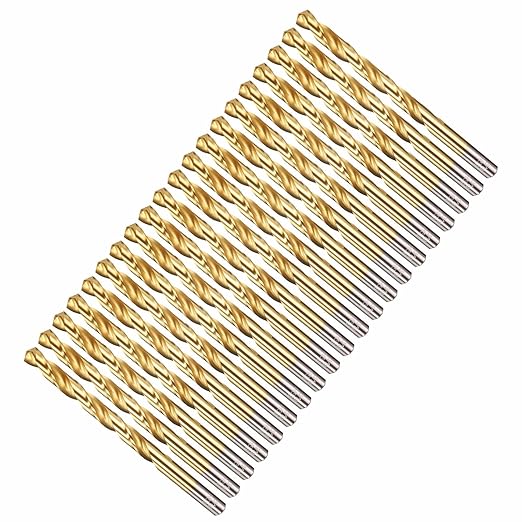Drill Bit, 19/64" Cutting Diameter, 4341 HSS Jobber Bits TiN Coated 135° Cutting Angle - (Applications: for Drilling Soft Metal Plastic Wood), 20-Pieces
