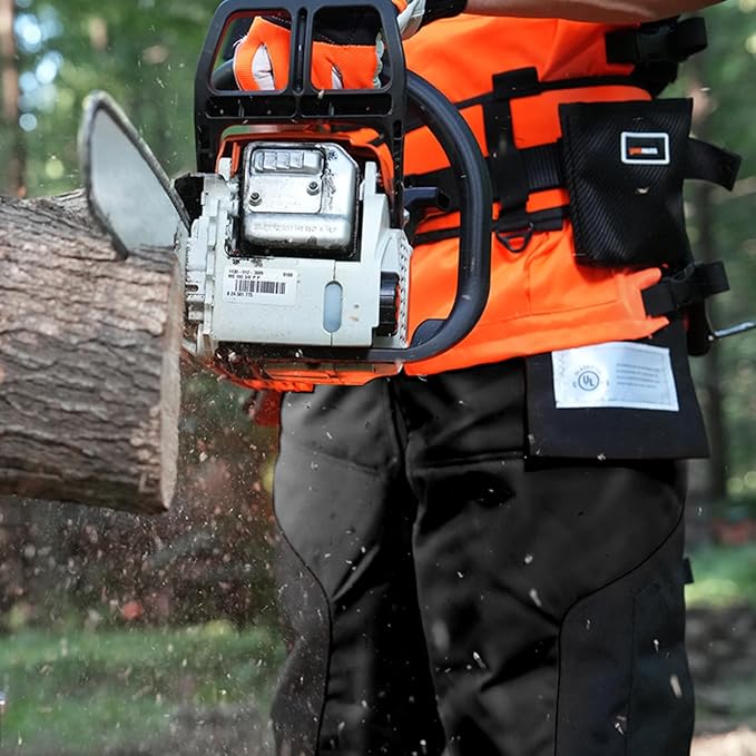 Technical Wrap Chainsaw Chaps by UL Class A 8 Layers Chainsaw Pants Apron Style Black