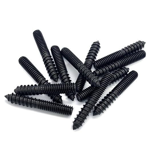 12 Pack 5/16-18 x 2 Inch Black Hanger Bolts Double Headed Bolts for Furniture Screws 50mm Length