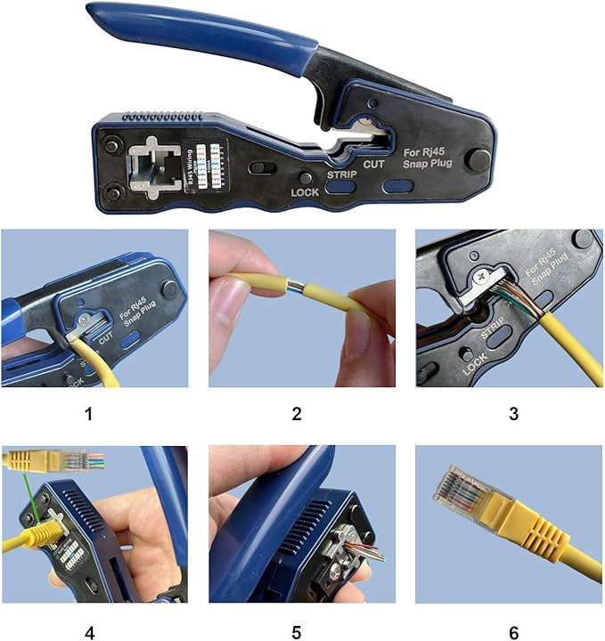 Elfcam - Ergonomic 3-Cut Stripping Pliers, 3 in 1 Stripping and Stripping Pliers for Fiber Optics from 125關m to 250關m Single-Mode and Multimode (CS-08)