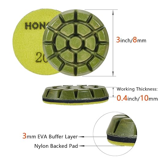 3 inch *10mm Concrete Floor Polishing Pads,Grit 200 Set of 3, Resin Polishing Puck,for Concrete Floor Grinder,Grit 200