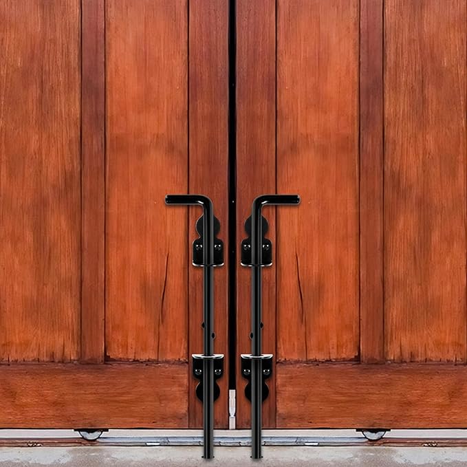 1 Pack 18" Cane Bolt Iron Gate Drop Rod Fence Gate Stopper Cane Latch for Wood PVC Vinyl Metal Gate Lock Pole Exterior Interior Outdoor Heavy Duty Farm Barn Bar Door Hardware, Ground Latch Anchor