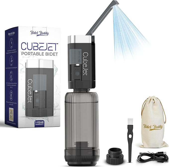 BIDET BUDDY짰 CubeJet Portable Bidet | Rechargeable Electric Travel Bidet for Travel, Camping & Home | Ultra High Pressure USB-C Hygiene Device with Seat-Bidet-Level Cleaning Power - Obsidian Drift