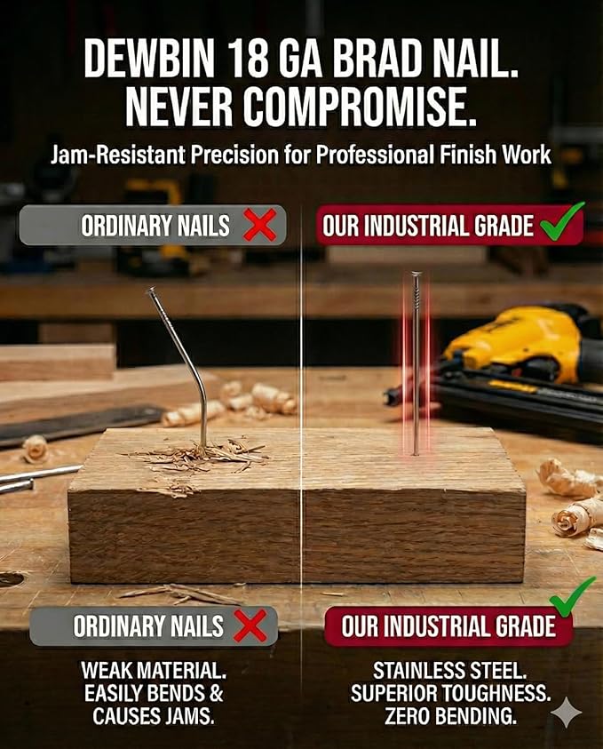 18 Gauge Stainless Steel Brad Nails, 1000 Counts 1-1/2-Inch 18GA Brad Nails, Nail Gun Nails for Pneumatic, Electric Brad Nailer Gun