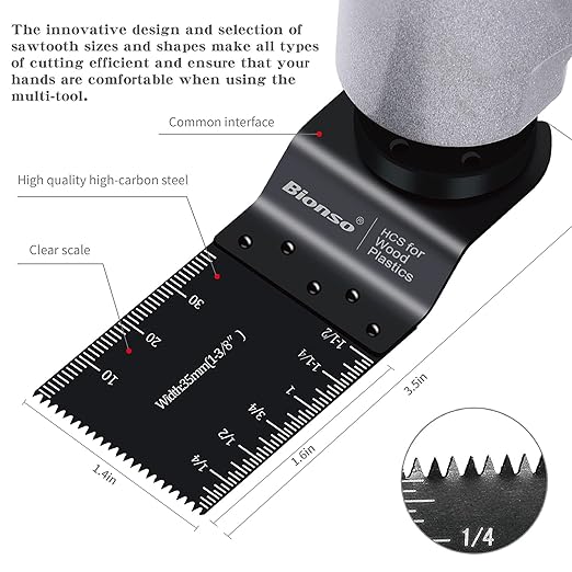 Bionso 55PCS Oscillating Saw Blades, Professional Universal Titanium Multitool Blades for Wood Plastics Metal, Quick Release Multi Tool Kits Fit Dewalt Ryobi Milwaukee Rockwell Fein Makita