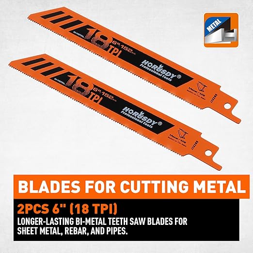HORUSDY 10-Piece Reciprocating Saw Blades Set, Metal & Woodcutting Saw Blades