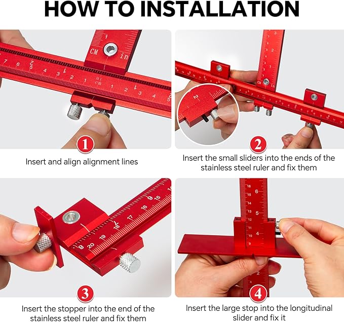 Aluminum Cabinet Hardware Jig Tool for Handles Pulls Knobs, Cabinet Pull Jig with Automatic Center Punch, Hardware Template for Door Drawer Handles Installation