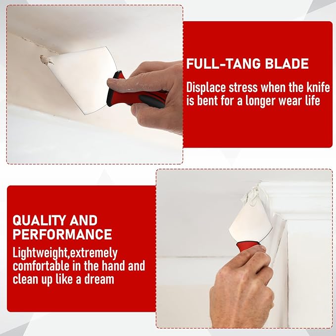 Lothee 3.5" Pointed Drywall Joint Knife Metal Hammer End Professional Finishing Tools High-quality Drywall Knife for Work in Narrow Spaces Plasterboard