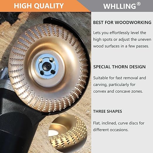 4PCS Wood Carving Disc Set for 4" or 4 1/2" Angle Grinder with 5/8" Arbor, Grinding Wheel Shaping Disc for Wood Cutting, Wood Shaping Carving Disc, Woodworking Angle Grinder Attachment