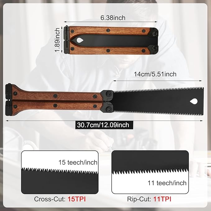 Folding Hand Saw - 5.5inch, 11TPI Pruning Saw with Smooth Cuts & Flush Cut Feature for Camping and Gardening