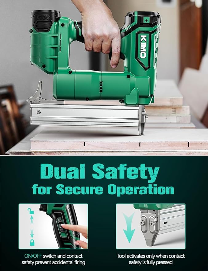 KIMO 2" Brad Nailer Cordless w/Battery 2.0Ah X2, 5000pcs Nails, 180 Nails/min, Single & Contact Firing, Fast Charger, LED Light, Adjustable Depth 18 GA Cordless Nail Gun for DIY Woodworking Framing