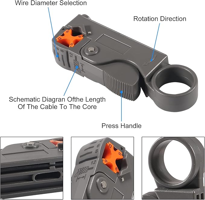 DIANN Coax Cable Crimper Coaxial Compression Tool Kit Wire Stripper with with 5pcs RG6 F Type Connector and 5pcs RG6 Coax Cable Extender (12pcs)