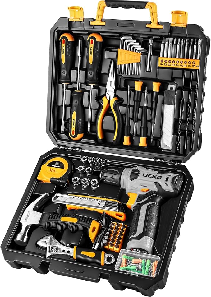 DEKOPRO Tool Set竊숿ool Kit with 8V Cordless Drill,Tool Box with Drill,Hand Drill Set for Men & Women,Home Tool Kits for House Repair,Handyman,DIY 126 Piece
