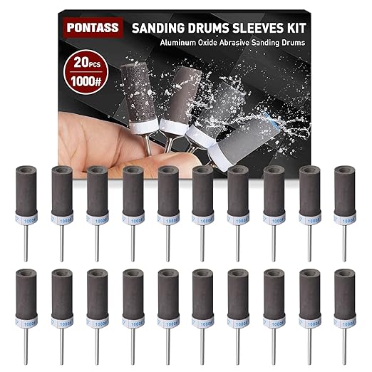 20Pcs 1000 Grit Sanding Drums Sandpaper Sticks Set with 1/8"(3mm) Shank for Dremel Rotary Tool, Suitable for Metal Rust Removal/Jade Polishing/Stone Grinding