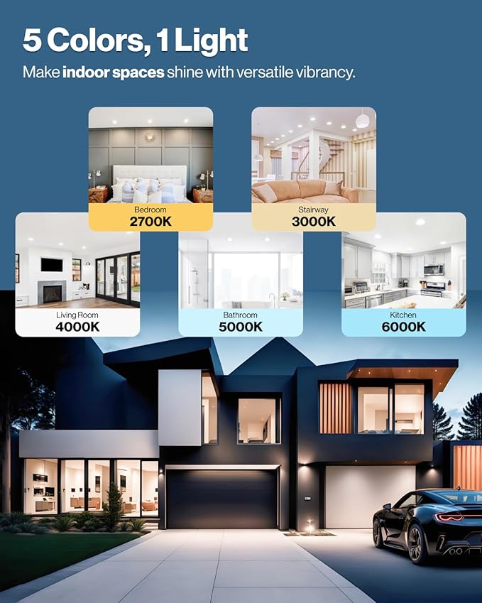 Sunco 96 Pack 6 Inch LED Recessed Light, Canless Ceiling Lights Slim with Junction Box, 850 LM, 14W (100W Equivalent), Selectable CCT 2700K/3000K/4000K/5000K/6000K, Dimmable, Wafer Thin ETL.