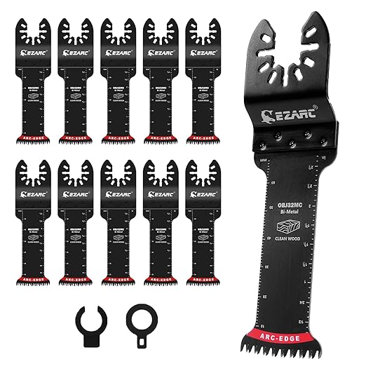 EZARC Bi-Metal Arc Edge Oscillating Tool Blade, 2-11/16" Extra-Long Japanese Teeth Oscillating Saw Blades for Clean Cuts in Hard Wood & Plastic, Universal Fit Multitool Blades, 10-Pack