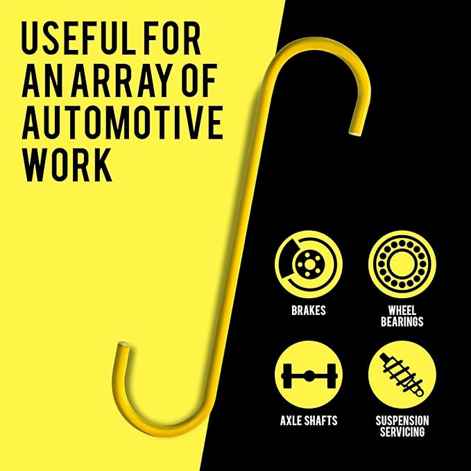 Mission Automotive Heavy-Duty Steel Brake Caliper Hangers - Durable 1/4 in Steel - Yellow, 8.4 in Depth - Powder-Coated & Caliper Hooks - Quick Brake Servicing & Automotive Hooks