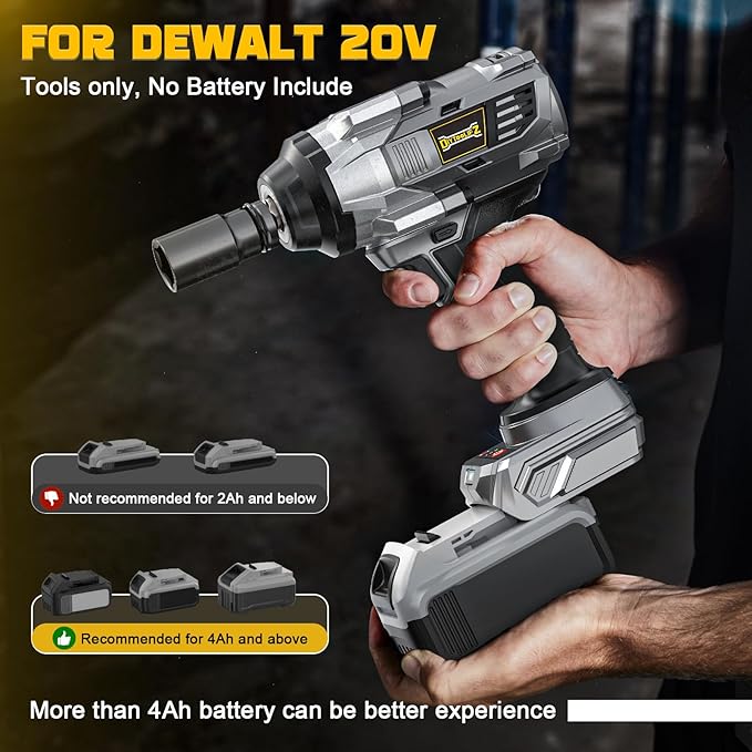 Cordless Impact Wrench 1/2 inch for Dewalt 20v Battery, 1000FT-LBS(1360N.m) Brushless Electric Impact Gun, High Torque Power Impact Driver with 6Pcs Sockets & Storage Case (Tool Only)