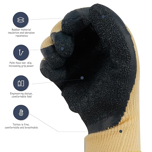 10 Pairs Insulated Electrician Gloves 400V Voltage Resistant Gloves Flame Retardant Work, Electrical Rubber Non-slip Texture Design for Electricians Prevent Shock