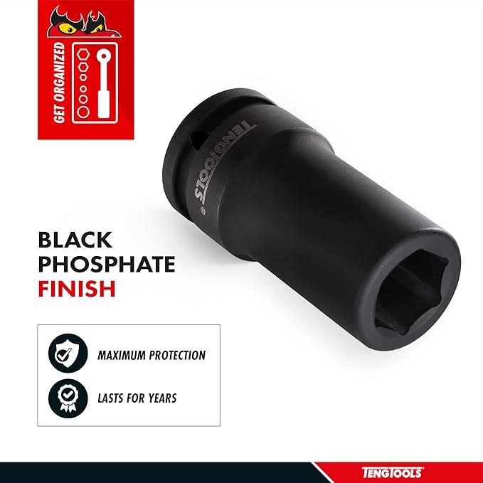 Teng Tools 33MM 1 Inch Drive 6 Point Metric Deep Thinwall Chrome Molybdenum Impact Socket | Mechanic Tool | Hand Tool - 910633