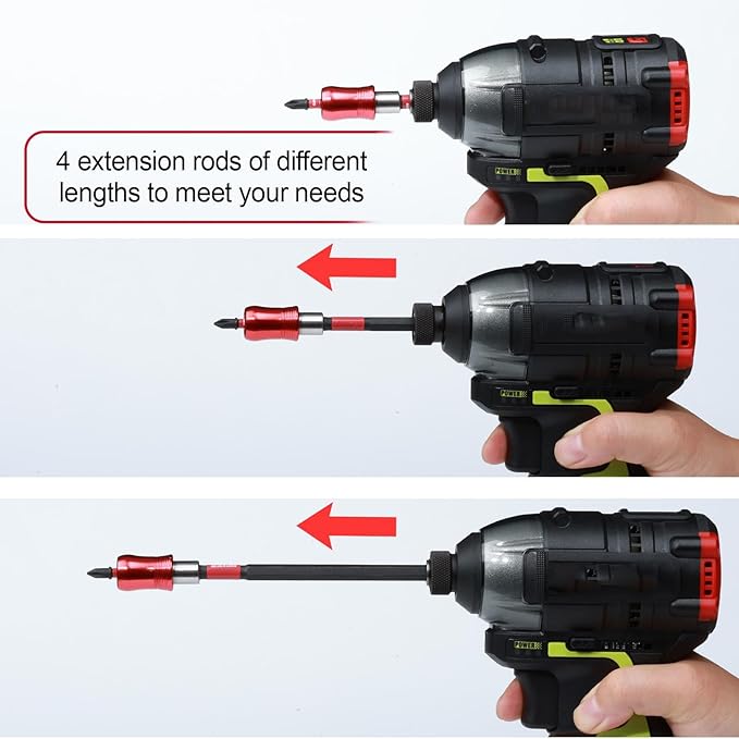 4??Impact Screwdriver Bit Holders, 8PC Magnetic Extension Quick-Change Socket Drill Bit Holder Cr-V SteelHex Shank Quick Release Drill Bit Guide