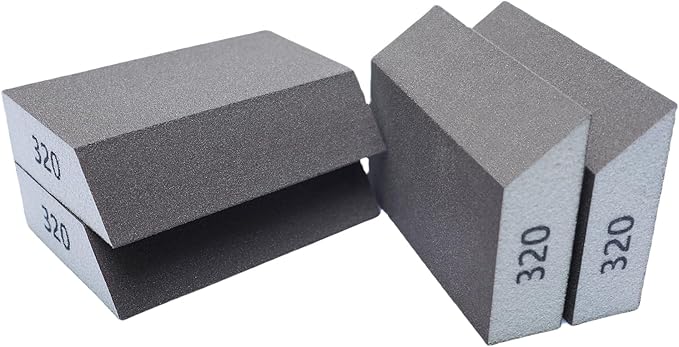 4 Pack 320 Grit Single Angle Sanding Sponge, Washable and Reusable Sanderpaper Hand Sanding Blocks for Wood Drywall Metal Home Sanding