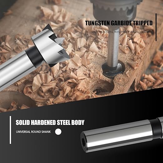 15/16 Inch Forstner Drill Bit for Woodworking, 15/16" Forstner Bit Wood Drill Bits for Holes, Hinge Cutter for Hard Wood, Plastic, Plywood Round Shank