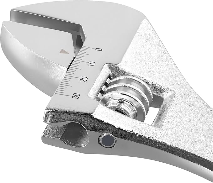 HOIGON 4-Piece Heavy-Duty Adjustable Wrench Set(6", 8", 10", 12"), Wide Jaw Wrenches with Laser-Etched Metric & SAE Scales for Automotive, Plumbing & Repairs, Silver