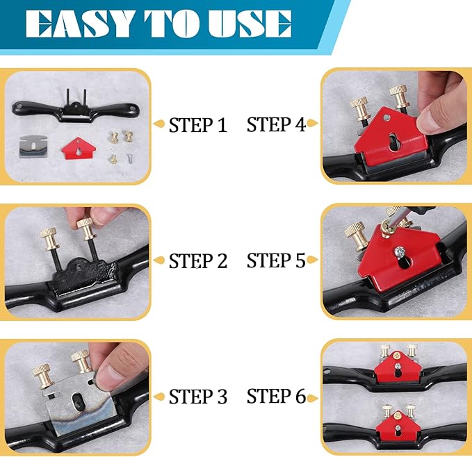2pcs Adjustable SpokeShave with Flat Base 6pcs Metal Blade 1pcs Wood Hand Plane Home Woodworking for Wood Craft Working, Woods Craver