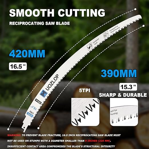 9/12/15/16.5 inch Wood Pruning Saw Blades, 8 Pcs Japanese Teeth Reciprocating Saw Blade 5TPI for Tree Trimming, Wood Cutting with Storage Box