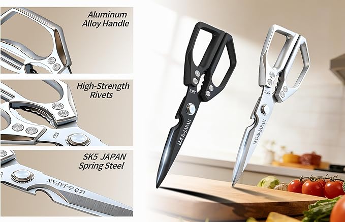 Japanese Kitchen Shears Set, Heavy Duty Poultry Shears All Purpose, Kitchen Meat Scissors for Steak Cutting, Chicken Bones, and Turkey Christmas Gifts for Men Women Mom Dad