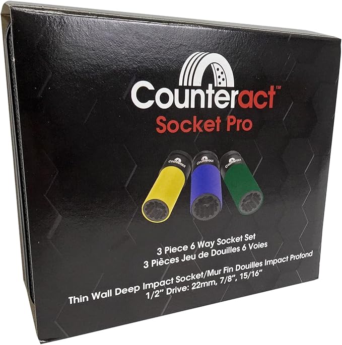 Counteract Socket Pro ??6 Way Socket 3pc Set - 22mm, 7/8", 15/16"mm - 1/2" Drive