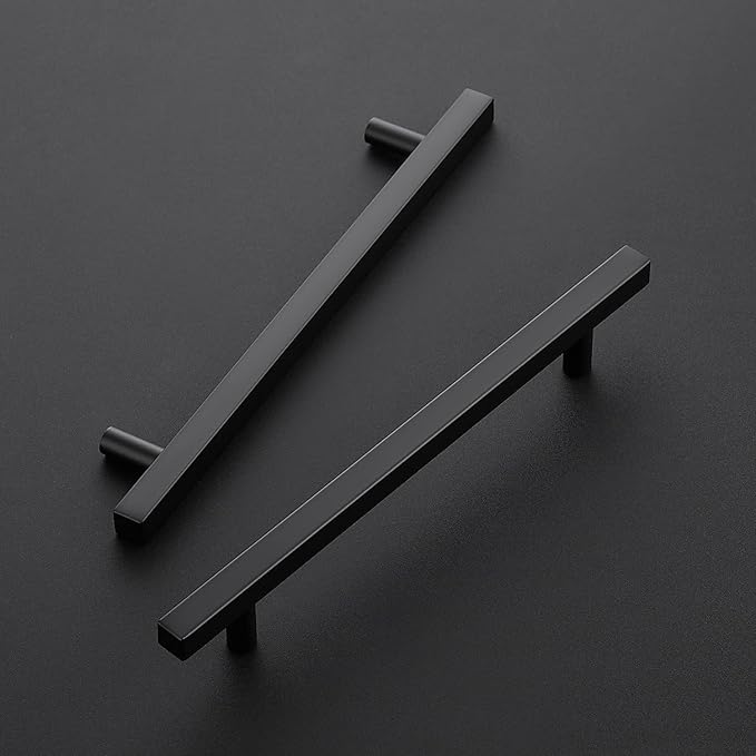 Ravinte Black Cabinet Handles 15 Pack 6-3/10 inch Matte Black Square Cabinet Pulls Kitchen Hardware 8-4/5 inch Overall Length Kitchen Drawer Pulls