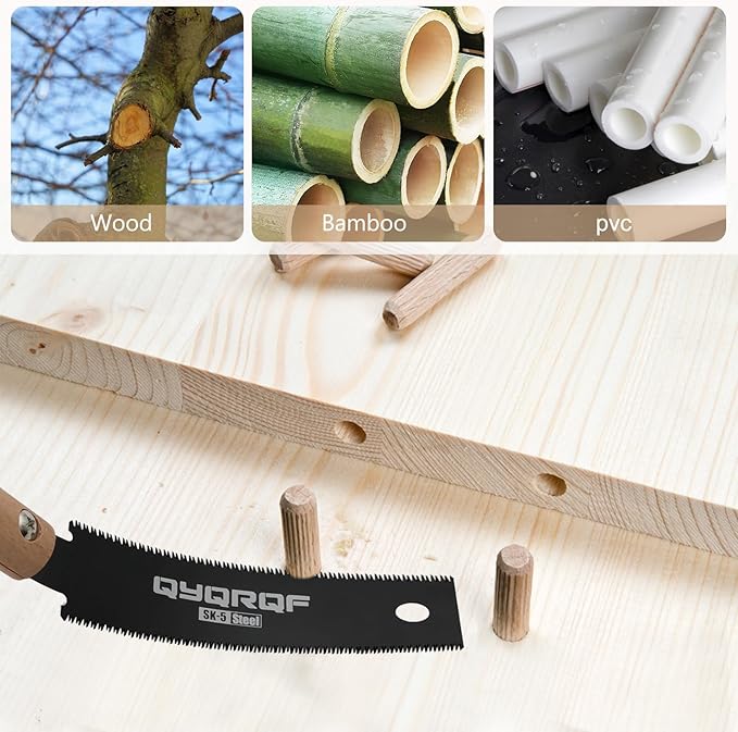 Small Hand Saw, 6 Inch Japanese Pull Saw with Double Edges 15/17 TPI Flush Cut Saw for Woodworking DIY Projects