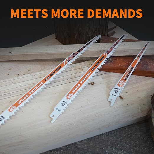 12-Piece Wood Pruning Reciprocating Saw Blade Set, Saw Blades Set, High Carbon Steel Pruning Blades for Tree, Wood and PVC Pipe Cutting