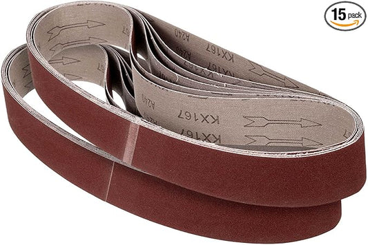 2 x 27 Inch Sanding Belt, 15 Pcs 80/120/150/240/400 Grits Aluminum Oxide Knife Sharpener Belts Work Sharpening for Belt Sander Knife Carving Tool Metal Working