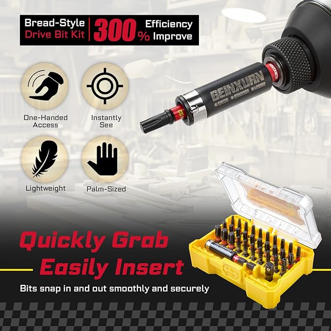 32Pieces Impact Screwdriver Bits Set, S2 Steel Magnetic Torx/Security Torx Muliti Insert Bits Tips Set with Impact Bit Holder and 1/4?쒾ocket Adapter(Yellow Storage Box Case)