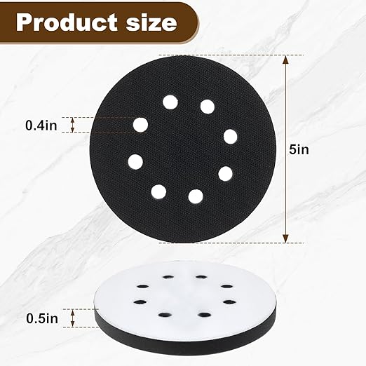 4 Pack Premium Foam Sanding Pads, 5 Inch 8 Holes Hook and Loop Sponge Cushion Buffer Backing Pad, Professional Sponge Sanding Pads and Soft Density Interface Pad for Orbital Sander