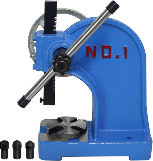 Arbor Press 1 Ton,Ratchet Leverage Arbor Press with Handwheel,5.5" Maximum Height Manual Desktop Punch Press Machine Metal Arbor Press Tool,for Stamping